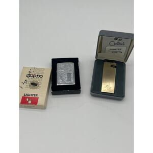 Lot of 2 Vintage Lighters Zippo Initials JMW Engraved Colibri Joe w/ Boxes